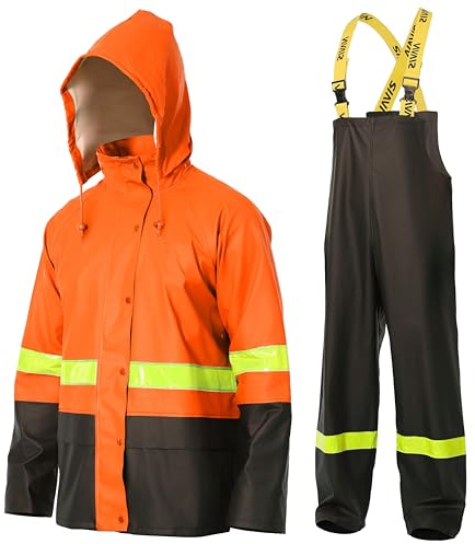 Navis Marine Combinaison de Pluie Homme Imperméable - Veste et Pantalon avec Capuche, pour travail, pêche, chasse et activités extérieures WS-003(Orange claire, L)