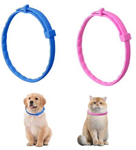 Anseom 2 Pack Dog Repellent Collars Puppy Natural Repellent Treatment Adjustable Repellent Collar for Small-Medium Dogs Cats Waterproof Reflective Dog Repellent Last for 8 Months (38cm)