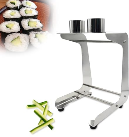 Manuell gurkskärare, morot gurka skärare med stativ, för kommersiell sushirestaurang, rostfritt stål (6 delar och 10 delar)