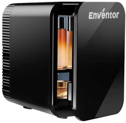 Enventor Mini Fridge 4 Litre/ 6 Can, AC+12V DC Power, Portable Cooler & Warmer for Bedrooms, Home, Car, Travel/Skincare, Cosmetics/Fruit and Drinks, Black