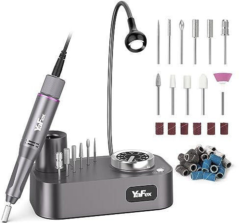 Nagelfräser für Gelnägel 35000 U/Min,YaFex 11 in 1 Elektrische Nagelfräser Professionelle mit Nagelfräser Aufsätze,Nagelfeile Maniküre Pediküre Set mit LED Lampe
