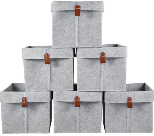 Collapsible Fabric Storage Cubes 6pcs Cube Storage Boxes 23x 23x 26cm Storage Baskets for Shelves 12L Foldable Storage Cube Boxes with Hanging Ring Cube Storage Unit Boxes for Clothes Books Shoes