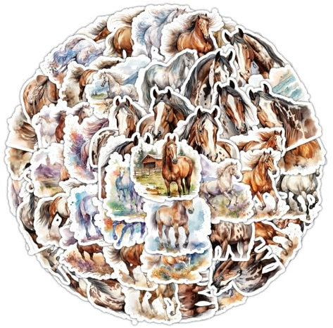 ZMDMAH 50 Stücke Pferdeaufkleber, Süßer Pferd Aufkleber Grosse Sticker, Wasserdicht Vinyl Stickers Decals für Fahrrad Motorrad Graffiti Skateboard Laptop Computer Gepäck Jungen und Mädchen