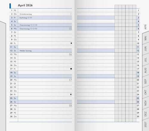 BRUNNEN Monats-Ersatzkalendarium Mod. 753 2026 | 87×153 mm, Karton, weiß