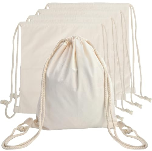 5 Piezas Mochila con Cordón de Algodón Bolsa de Deporte Deportiva, 35x40cm