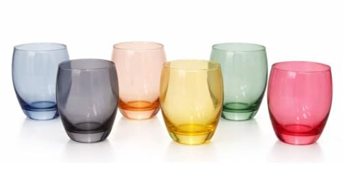 cecaro group Set 6 Bicchieri Acqua in Vetro Colorato Multicolor Liscio