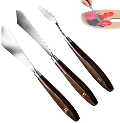SWYZOR Spatole per Pittura,3 Pezzi Raschietto,Accessori Professionali per Tela e Progetti Artistici, per Pasta Texturizzante, Guazzo, Acquerello, Pittura Ad Olio