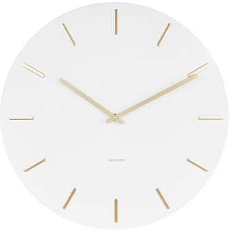 Karlsson Wanduhr Charm - Weiß/Gold - Ø45cm - Rund - Stahl - Wanduhr Modern Wohnzimmer - Wanduhren