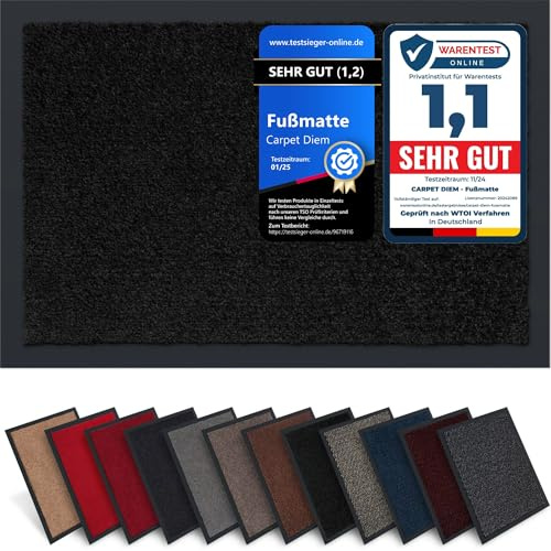 Carpet Diem Felpudo Antideslizante 40 x 60 cm - Trampa de Tierra Felpudo Exterior e Interior para una Entrada Limpia - Fácil de Cuidar - Negro
