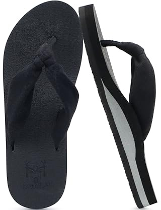 KuaiLu Flip Flops Women Arch Support Yoga Mat Comfortable Summer Beach Walking Thong Cushion Sandals Slip on Pool Outfits Travel Essentials Orthotic Slides Indoor Outdoor Slippers Shoes Black Size 7