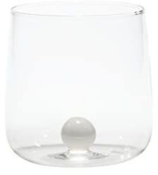 Zafferano Bilia Glasbecher - Handgemachtes Transparent Glas, Verziert mit bunter Glaskugel im Inneren, cl 44 h 90mm d 88mm - Set 6 Stück - weiß