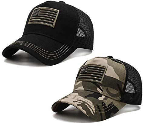 Idopy Sombrero de Gorra de béisbol de Malla de Estilo Militar del ejército de la Bandera Estadounidense de EE. UU.
