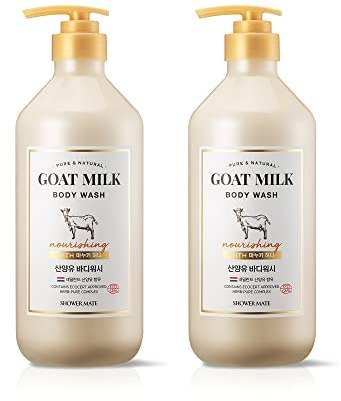 SHOWERMATE Premium Goat Milk Body Wash Manuka Honey For Smooth Skin, Moisturizing PH Balancing Body Cleanser with Probiotics Honey, Herb Pure Complex, 27 Fl Oz, Pack Of 2