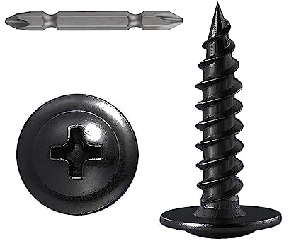 Wensilon (250 pcs)#8×1 Black Truss Head Wood Screws Quick Metal Self Tapping Zinc Oxide