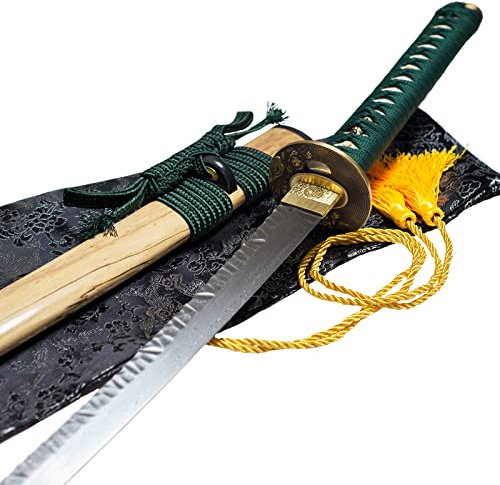 TSIAO CHIH Handgeschmiedetes Katana 40 Zoll Messing Tsuba Hammerstruktur
