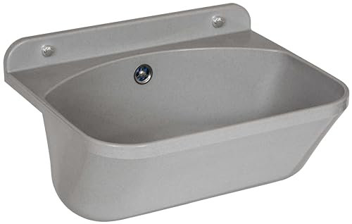 ADGO Waschbecken waschküche Haushaltsspüle Wäschespüle Grau Werkstatt Waschbecken Maße: 46x36x20 cm Solide und widerstandsfähig gegen äußere Einflüsse Spüle aus Polystyrol Spüle und Siphon inklusive