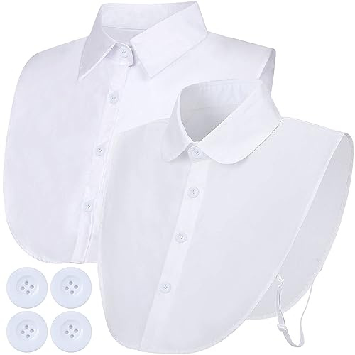 Scettar Half Shirts Collar, 2 Pieces White Fake Collar Detachable, Collars Women's Half, Round Collar Blouse, Fake Half Shirt, Half Shirts Collar, False Collar Top for Women Girls Outfits…
