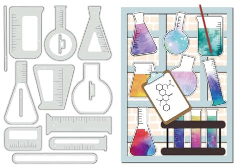 BENECREAT Laboratory Experiment Cutting Dies, Chemical Reagent Bottle Die Cuts Embossing Stencils Template for Paper Card Making Decoration DIY Scrapbooking Album Craft Decor