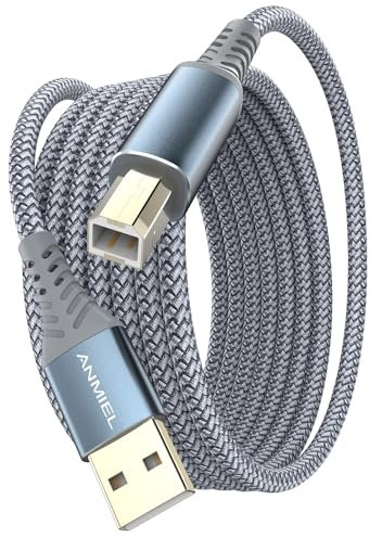 ANMIEL USB-Druckerkabel, 6.6FT/2 Meter USB-Druckerkabel Nylongewebe USB 2.0 Typ A Stecker auf B Stecker Scanner Kabel High Speed für HP, Canon, Dell, Epson, Lexmark, Xerox und mehr