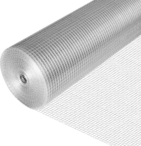 HUNKA 48in x 100ft Hardware Cloth 1/4 inch 23Ga Hot Dipped Galvanized After Welding, Chicken Coop Wire Fence, Garden Plant Welded Metal Wire Fencing Roll Mesh, Poultry Animal Netting Cage Screen