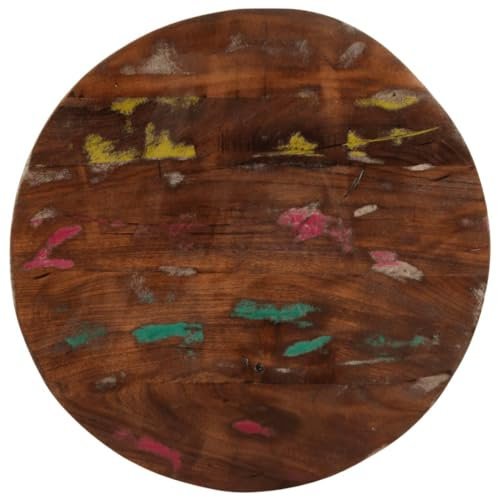 vidaXL Tischplatte, Holzplatte für Esstisch Couchtisch, Massivholzplatte Rustikales Design, Ersatztischplatte, Ø 60x3,8cm Rund Altholz Massiv