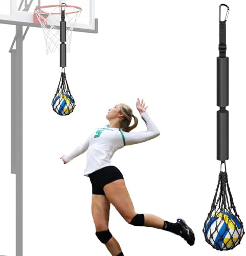 AOZBZ Volleyball Training Equipment Aids,Volleyball Staff, With Net, Reinforced Adjustable Volleyball Spike Trainer to Improve Arm Speed and Spiking Skills