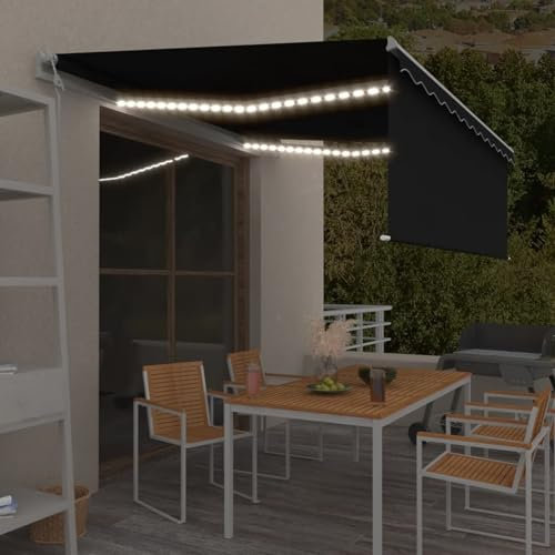 IKAYAA Toldo Motorizado4 x 3 m con Persiana, Toldo Eléctrico y Manual Retráctil,Toldo Articulado Eléctrico con Mando a Distancia, Toldo Brazo Extensible para Terraza, Jardín, Antracita