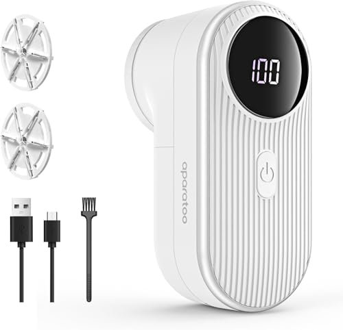 Rasoir Anti Bouloche, Deboulocheur à 3 Vitesses, 5 W Rasoir Bouloche Rechargeable avec écran LED, Rasoir à Pull pour vêtements, Pulls, Meubles, Laine, Tapis, White