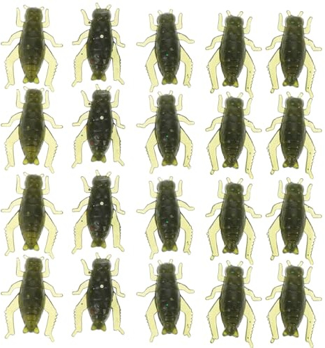 FOYTOKI Cricket Soft Fishing Lures 20 Pcs Artificial Reusable Baits Lightweight Compact Lures for Freshwater and Saltwater Fishing