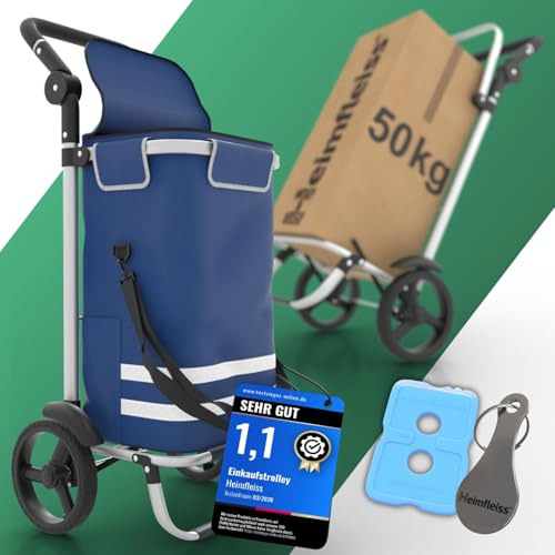 Heimfleiss® Einkaufswagen klappbar mit 56L Volumen | Einkaufstrolley klappbar mit 50kg Traglast | Leichte Einkaufstasche mit Rollen | Einkaufstrolly Hackenporsche | Shopping Trolley