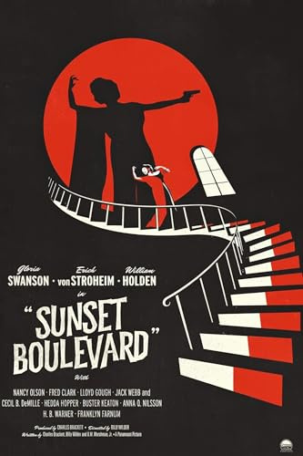 Sunset Boulevard Poster Reprint #1 – Classic Film Noir Vintage Hollywood Drama Art Print Home Decor (11x17 Inches)
