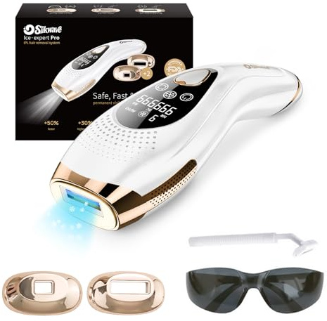 Depiladora Láser IPL de Luz Pulsada con 9 Niveles y 6 Accesorios, Depiladora Laser para Mujeres y Hombres, Sensor de Contacto, Modo Manual y Automático, Función Ice Cool, (Blanco)