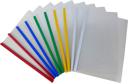 Cypress Lane Slide-Grip Clear Report/Presentation/Thesis/File/Document/Paper/Brochure/Resume Covers with Sliding Bar. Letter Size, 8.5 x 11 inches. Clear Front & Back (10 pcs 5 Colors)