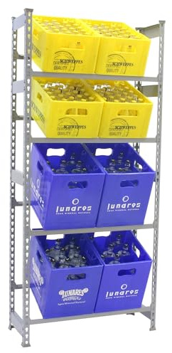 Simon Rack Estantería Cajas de Bebidas, 8 Cajas, 2000x800x300 mm, 4 Alturas, 100 kg de Punto Flexión, Estantería para Bebidas, Gris - Simonbottle