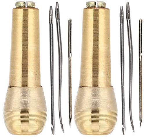 Nähen Ahle Leder Schuh Reparaturwerkzeug - 2 Set Kupfergriff Nähen Ahle Taper Leder Schuh Reparaturwerkzeug Leder Craft Needle Kit für DIY Nähen Reparatur Leinwand Leder