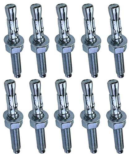 AERZETIX - C54003-10x Boulon Vis d’ancrage filetage long, Goujon à expansion - M8x65mm - en acier zingué - pour béton, pierre