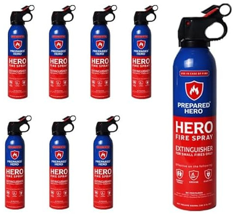 Prepared Hero Fire Spray, Mini Fire Extinguisher for Home & Car, 8 Pack