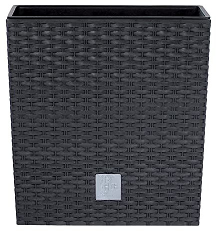 URBNLIVING Rattan Design Elegant Tall Large Plant Pot Flower Indoor Outdoor Garden Planters (Anthracite, H 20cm X D 20cm)