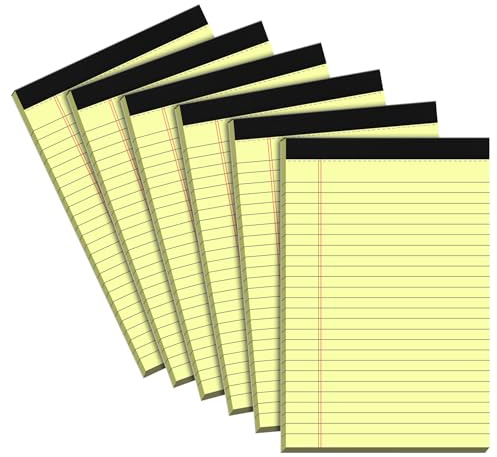 Small Legal Pads 5x8 Notepad, 6 Pack Note Pads 5x8 College Ruled Writing Pads Yellow Legal Note Pads for Work, Micro Perforated Lined Paper 5 x 8 Note Pads 30 Sheets/Pad College Ruled Pads of Paper