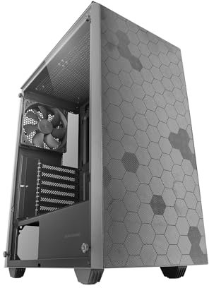 Mars Gaming MC-Q3, ATX-Semi-Tower-Gehäuse, Gehärtetes Vollglas-Seitenteil, Doppeltes Staubdichtes Magnetgitter Vorne und Oben, 120mm FDB-Lüfter, 360mm Flüssigkeitskühlung, Schwarz