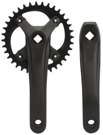 BuyWeek Mountainbike Kurbelgarnitur, 104 BCD 36T Single Speed Kurbel mit Quadratischem Loch, Positive Negative Zähne Einzelscheibe Fahrrad Kurbelgarnitur 7-12 Gang Modifikationszubehör