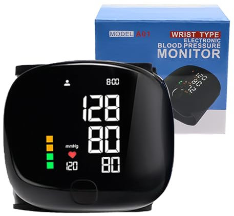 Automatic Wrist Blood Pressure Monitors with LCD Screen, Rechargeable, Storage Case and Adjustable Cuff, Automatically Broadcasts Values.