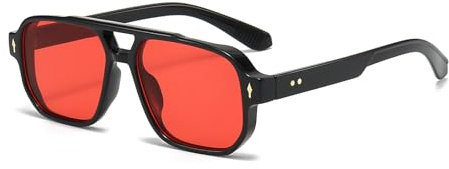 YAMEIZE Gafas de Sol Pilot Retro Double Bridge Rectángulo - para Mujer Hombre Clásico Cuadradas Gafas Vintage Protección UV400 Conducción Aire Libre