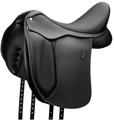 Sazaar Tack English Dressage Cow Leather with Full Covered Softie Horse Saddle 13 to 19 Black ST-018 (19 Seat)