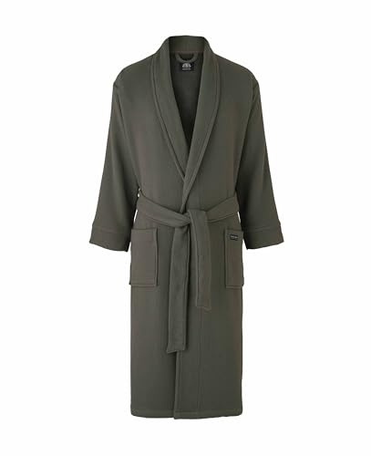 THE SAVILE ROW COMPANY LONDON Men's Luxury Cotton Waffle Bathrobe Dressing Gown With Terry Cotton Lining - Grey - Extra Large