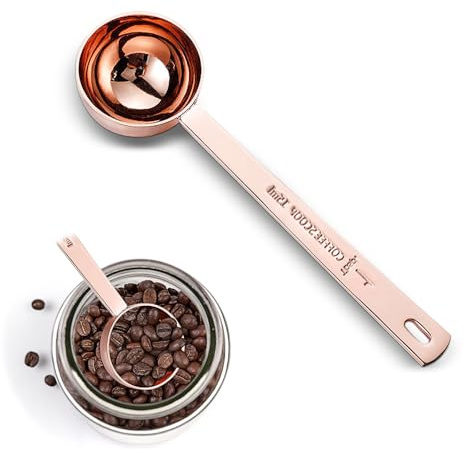 2-pack matskeds mätskedar, 30 ml 15 ml rostfritt stål spegelpolerade kaffeskedar, kaffeskopa, matsked med långt handtag, lämplig för malning av kaffe, pulver (roséguld, 15 ml)