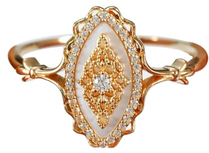 JASXEYO Simple Wave Lace Ring Women's Personalized Vintage Court Style Ring, Gold Rings for Women，Promise Rings for Her (Gold, 7)
