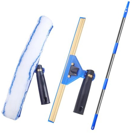 minkissy Kit De Limpieza De Ventanas De Coche con Escobilla De Goma 2 En 1 Limpiacristales Y Lavaespejos con Mango De Agarre Cómodo Estilo Aleatorio