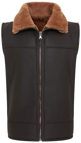 Men's Sheepskin Leather Gilet Aviator Shearling Body Warmer Vest Waistcoat