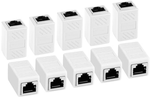 AXFEE RJ45-koppling, Ethernet-anslutning, RJ45-koppling hona till hona | LAN-förlängningsadapter, Cat7, Cat6, Cat5, Cat5e, kompatibel nätverkskablar hona till hona (vit, 10 st)